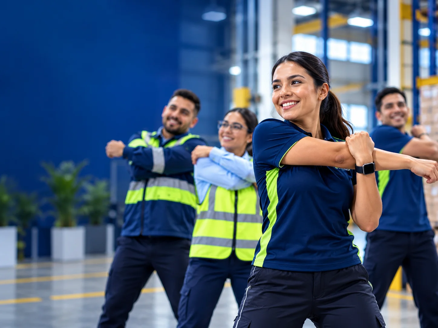 Escena ilustrativa de una pausa activa con un equipo de trabajo.